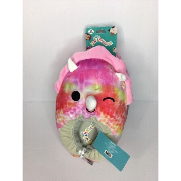 KellyToy Squishmallows Trinity Dino Kids Size 4/5 Pink Plush Slip-On Slipper - Picture 3 of 6